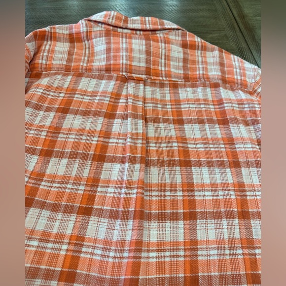 American Eagle Outfitters Orange Plaid Button Down Crop Top Blouse Size Medium - Picture 8 of 16